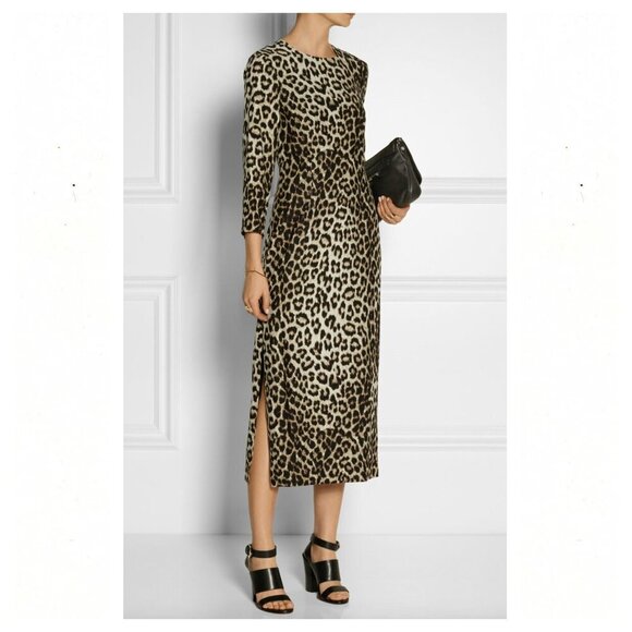 rag & bone Leopard Print 100% Silk Midi Dress - Picture 1 of 11